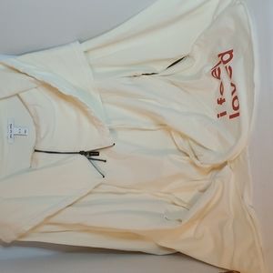 Peace Love World XL Flared Cowl Neck zip front shirt!